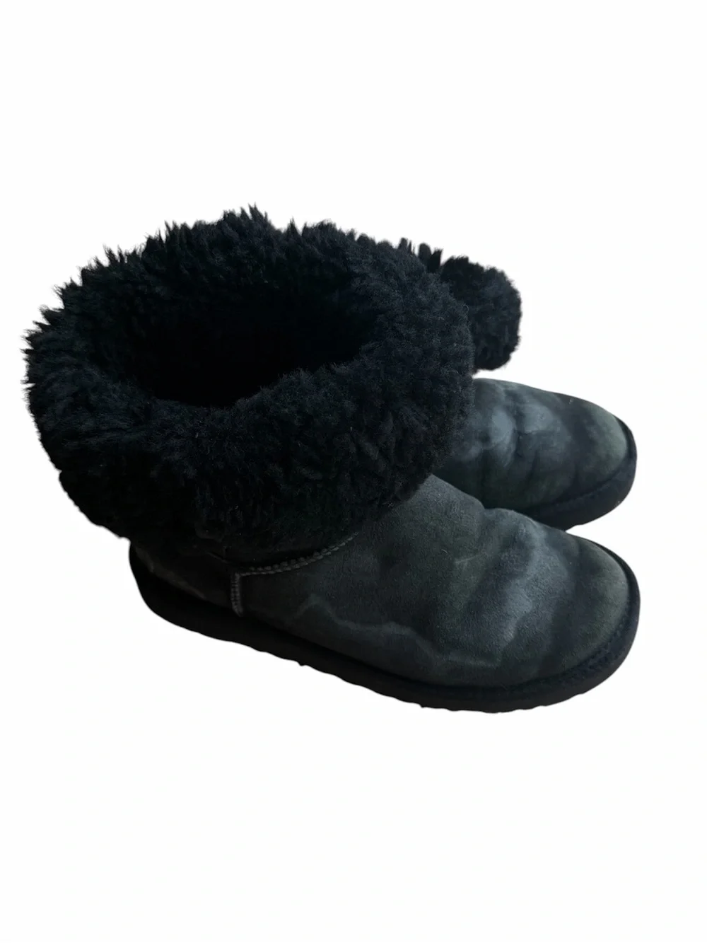 UGG Women’s Black Suede Shearling Fur Ankle Boots Size 7